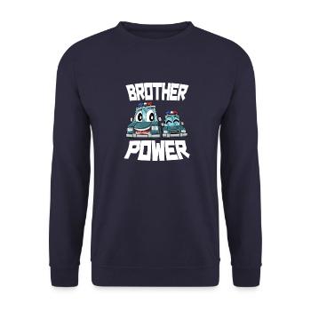 Polizeiwagen Big Brother - Bruder Macht - - Unisex Pullover - Navy - Vorne - Alina (178cm) & Michal (187cm)