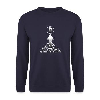 Bitcoin Trading Crypto Aktien - Unisex Pullover - Navy - Vorne - Alina (178cm) & Michal (187cm)