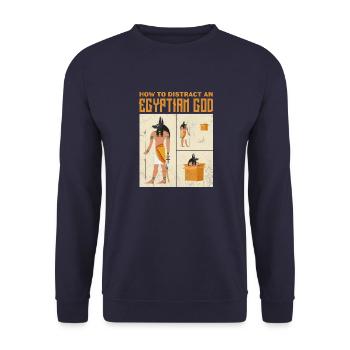 how to distract an egyptian god Design - Unisex Sweatshirt - navy - Front - Alina (178cm) & Michal (187cm)