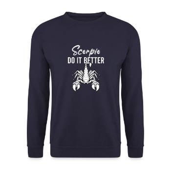 Scorpio Zodiac Skorpion Tierkreis Vitange Sprüche - Unisex Pullover - Navy - Vorne - Alina (178cm) & Michal (187cm)