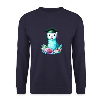 Certificat de fin d’études en alpaga - Sweat-shirt Unisexe - marine - Devant - Alina (178cm) & Michal (187cm)