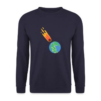 hugadino meteorite hits pangea, dino, dinosaur - Unisex Sweatshirt - navy - Front - Alina (178cm) & Michal (187cm)