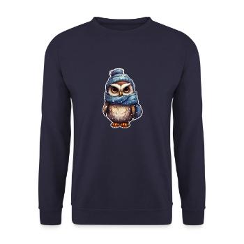 Winter süsse Eule - Unisex Pullover - Navy - Vorne - Alina (178cm) & Michal (187cm)