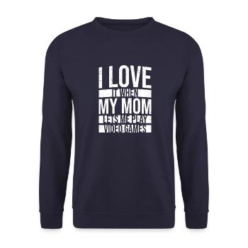 J’adore quand ma mère me laisse jouer à des jeux vidéo - Sweat-shirt Unisexe - marine - Devant - Alina (178cm) & Michal (187cm)