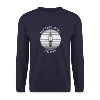Guy surfant geire. Chemises en dialecte anversois - Sweat-shirt Unisexe - marine - Devant - Alina (178cm) & Michal (187cm)