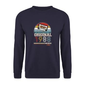 Elegantes Retro-Geschenk: 1988 Vintage - Unisex Pullover - Navy - Vorne - Alina (178cm) & Michal (187cm)