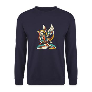 Birb Yoga - Funny Gift for Yoga and Bird - Unisex Sweatshirt - navy - Front - Alina (178cm) & Michal (187cm)