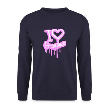 I Love Grandma Oma Liebe Graffiti Großmutter - Unisex Pullover - Navy - Vorne - Alina (178cm) & Michal (187cm)