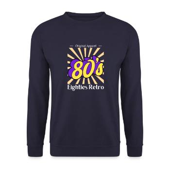 Black and Blue Retro 80 s T Shirt - Sweat-shirt Unisexe - marine - Devant - Alina (178cm) & Michal (187cm)
