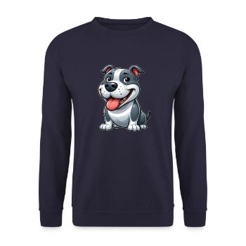 Süßer Pitbull Cartoon American Staffordshire Terri - Unisex Pullover - Navy - Vorne - Alina (178cm) & Michal (187cm)