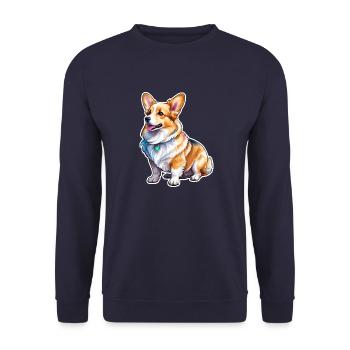 Welsh Corgi Pembroke Watercolor - Unisex Sweatshirt - navy - Front - Alina (178cm) & Michal (187cm)