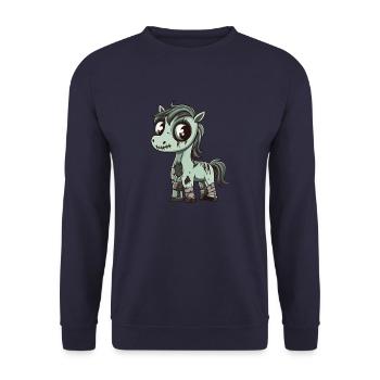 Pferd Halloween Zombie - Unisex Pullover - Navy - Vorne - Alina (178cm) & Michal (187cm)