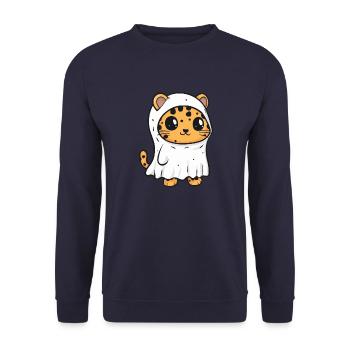 Léopard Halloween Drôle Fantôme - Sweat-shirt Unisexe - marine - Devant - Alina (178cm) & Michal (187cm)