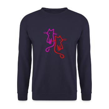 Cats Silhouette Cat Vintage - Unisex Sweatshirt - navy - Front - Alina (178cm) & Michal (187cm)