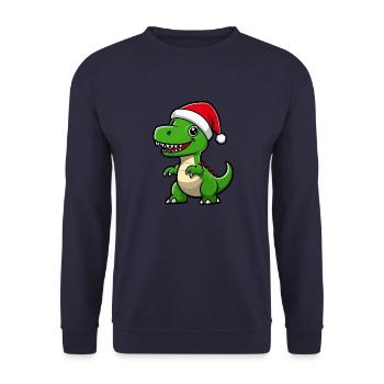 Dinosaur T-Rex Christmas Cute - Unisex Sweatshirt - navy - Front - Alina (178cm) & Michal (187cm)