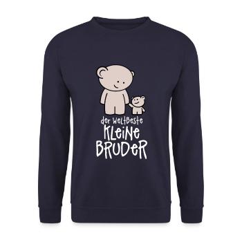 Der weltbeste kleine Bruder - Teddy Geschwister - Unisex Pullover - Navy - Vorne - Alina (178cm) & Michal (187cm)