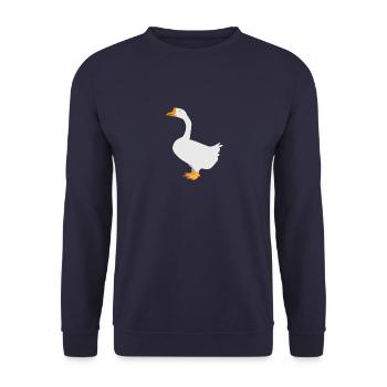 Weiße Gans stehend - Unisex Pullover - Navy - Vorne - Alina (178cm) & Michal (187cm)