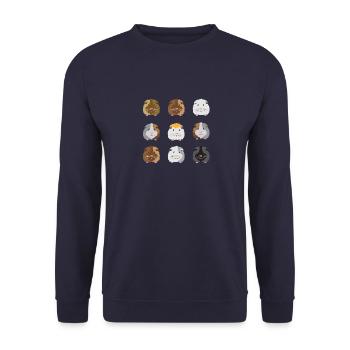 Neun Meerschweinchen Gesichter - Unisex Pullover - Navy - Vorne - Alina (178cm) & Michal (187cm)