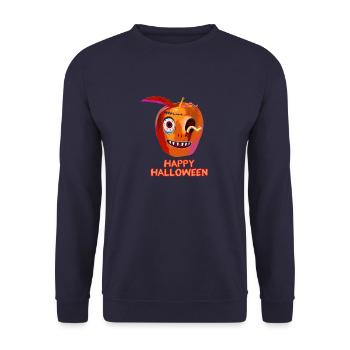 Apple, Halloween, Happy Halloween, Fruit, Monster - Unisex Sweatshirt - navy - Front - Alina (178cm) & Michal (187cm)