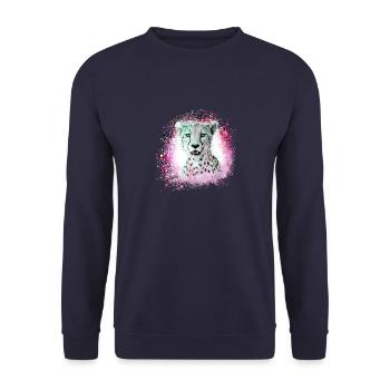 léopard, chat, chat sauvage, graffiti, peinture, rose - Sweat-shirt Unisexe - marine - Devant - Alina (178cm) & Michal (187cm)