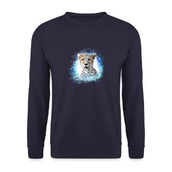 léopard, chat, chat sauvage, graffiti, peinture, bleu - Sweat-shirt Unisexe - marine - Devant - Alina (178cm) & Michal (187cm)