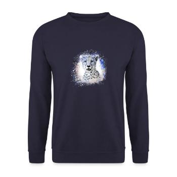 léopard, chat, chat sauvage, graffiti, peinture, bleu - Sweat-shirt Unisexe - marine - Devant - Alina (178cm) & Michal (187cm)