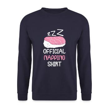 Official Sleeping Animal Napping - Unisex Pullover - Navy - Vorne - Alina (178cm) & Michal (187cm)