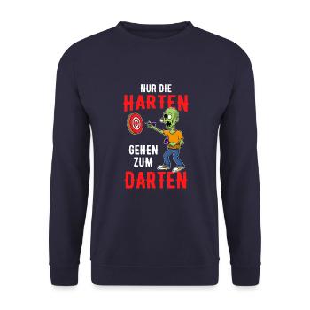 Darts Dartspieler Dartpfeile Dartscheibe Darter - Unisex Pullover - Navy - Vorne - Alina (178cm) & Michal (187cm)