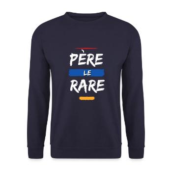 Père Le Rare. Cadeau Humour Anniversaire Fête Père - Sweat-shirt Unisexe - marine - Devant - Alina (178cm) & Michal (187cm)
