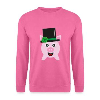 Neujahr Glücksschwein mit Kleeblatt. - Unisex Pullover - Pink - Vorne