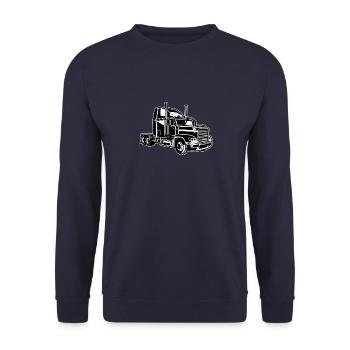 Truck / Truck 02_black white - Unisex Sweatshirt - navy - Front - Alina (178cm) & Michal (187cm)