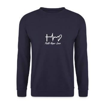 faith hope love - Unisex Pullover - Navy - Vorne - Alina (178cm) & Michal (187cm)