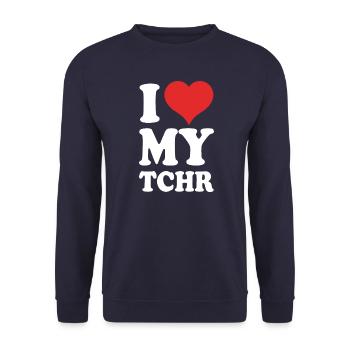 Ich liebe meine Lehrer - Unisex Pullover - Navy - Vorne - Alina (178cm) & Michal (187cm)