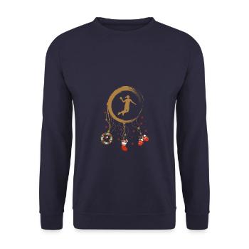 Handball Frau Weihnachten Weihnachtstraumfänger - Unisex Pullover - Navy - Vorne - Alina (178cm) & Michal (187cm)