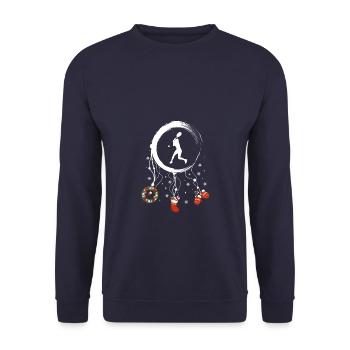 Tennis Frau Weihnachten Weihnachtstraumfänger - Unisex Pullover - Navy - Vorne - Alina (178cm) & Michal (187cm)