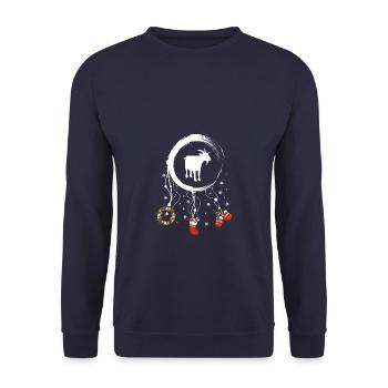 Ziege Weihnachten Weihnachtstraumfänger - Unisex Pullover - Navy - Vorne - Alina (178cm) & Michal (187cm)