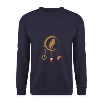 Eule Weihnachten Weihnachtstraumfänger - Unisex Pullover - Navy - Vorne - Alina (178cm) & Michal (187cm)