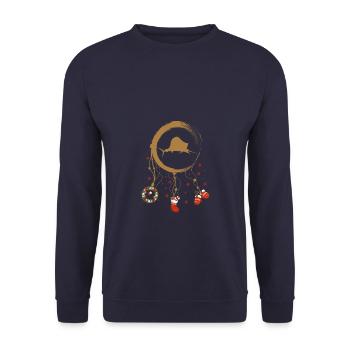 Marlin Weihnachten Weihnachtstraumfänger - Unisex Pullover - Navy - Vorne - Alina (178cm) & Michal (187cm)