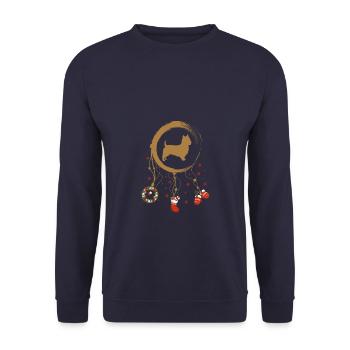 Australian Terrier Weihnachten Weihnachtstraumfäng - Unisex Pullover - Navy - Vorne - Alina (178cm) & Michal (187cm)