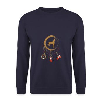 Deutsche Dogge Weihnachten Weihnachtstraumfänger - Unisex Pullover - Navy - Vorne - Alina (178cm) & Michal (187cm)