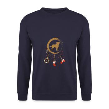 Großer Schweizer Sennenhund Weihnachten Weihnachts - Unisex Pullover - Navy - Vorne - Alina (178cm) & Michal (187cm)