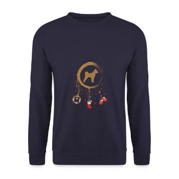 Pumi Hund Weihnachten Weihnachtstraumfänger - Unisex Pullover - Navy - Vorne - Alina (178cm) & Michal (187cm)