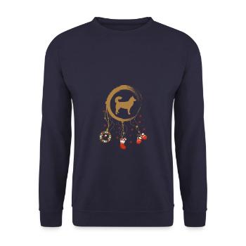 Sibirischer Husky Weihnachten Weihnachtstraumfänge - Unisex Pullover - Navy - Vorne - Alina (178cm) & Michal (187cm)