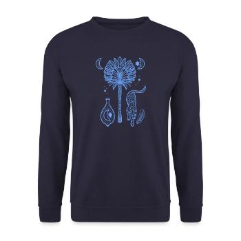 Mondnacht Palmenzauber Illustration - Unisex Pullover - Navy - Vorne - Alina (178cm) & Michal (187cm)