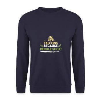 falknerei sport spruch - Unisex Pullover - Navy - Vorne - Alina (178cm) & Michal (187cm)