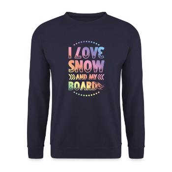 I love Snowboarding - Unisex Pullover - Navy - Vorne - Alina (178cm) & Michal (187cm)