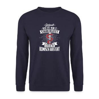 Geheult wird erst wenn es stark blutet - Sanitäter - Unisex Pullover - Navy - Vorne - Alina (178cm) & Michal (187cm)