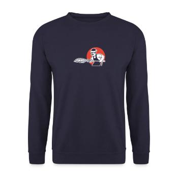 Pizza Koch Pizzeria Xmas Outfit - Unisex Pullover - Navy - Vorne - Alina (178cm) & Michal (187cm)