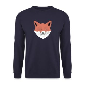 Fuchs happy - Unisex Pullover - Navy - Vorne - Alina (178cm) & Michal (187cm)
