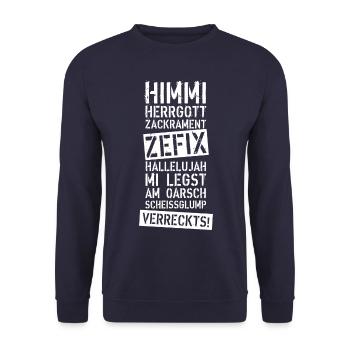 46B Himmi Herrgott ZACKRAMENT ZEFIX HALLELUJAH - Unisex Pullover - Navy - Vorne - Alina (178cm) & Michal (187cm)